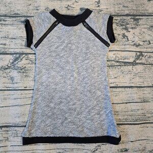 DKNY Girls 24 Months Heathered Gray Black Short Sleeve Sweater Dress